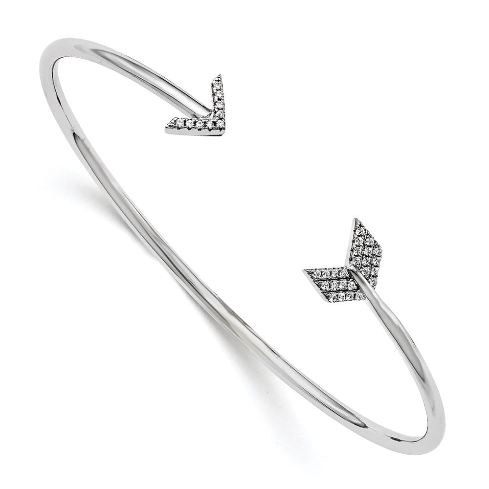 Brilliant Embers Sterling Silver Rhodium-plated 33 Stone Micro PavÂ CZ Arrow Bangle