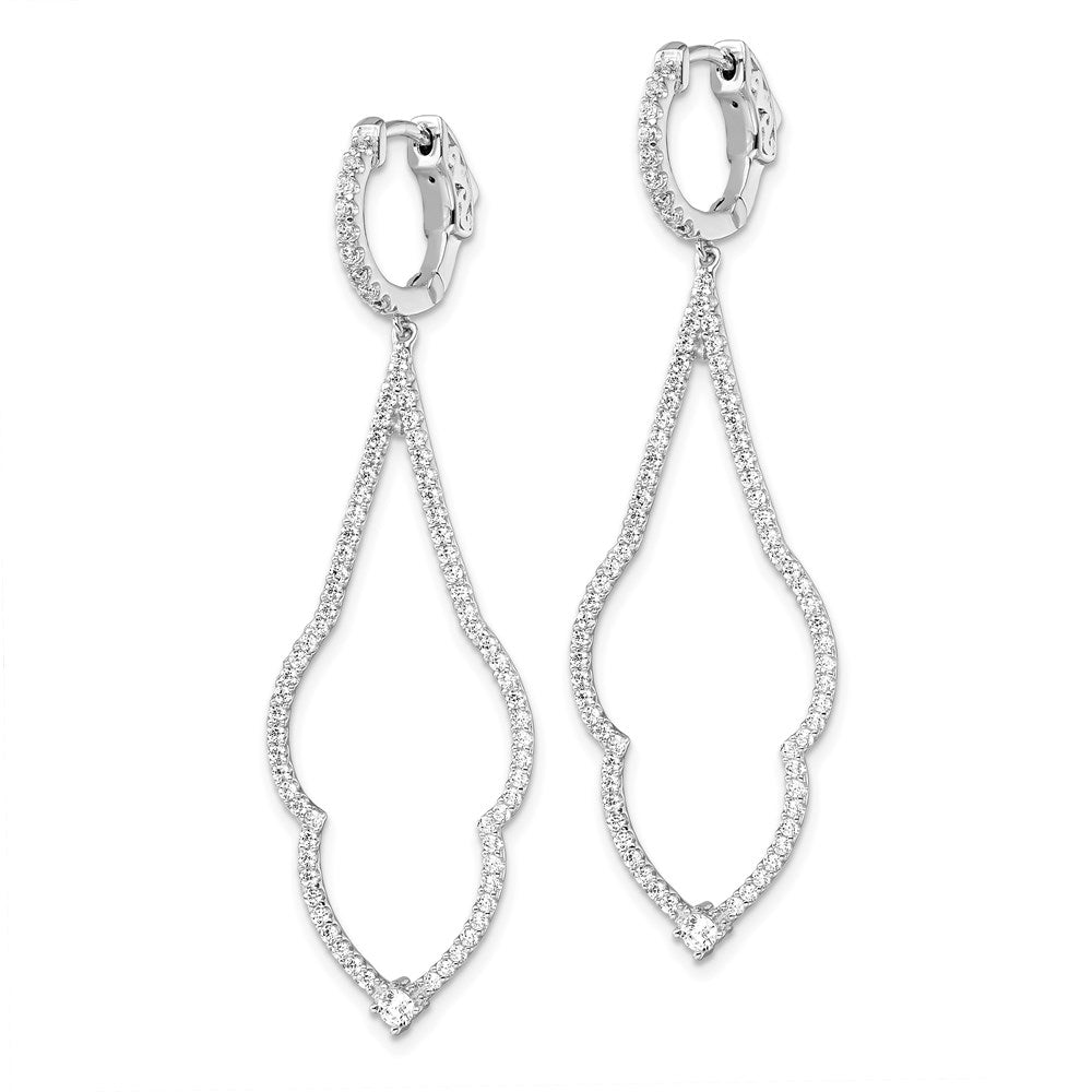 Brilliant Embers Sterling Silver Rhodium-plated 156 Stone Micro PavÂ CZ Hinged Hoop Dangle Earrings