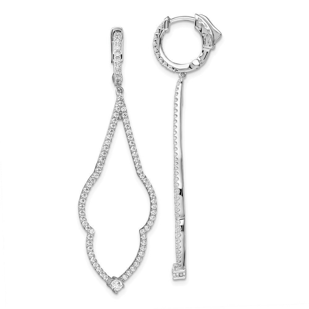 Brilliant Embers Sterling Silver Rhodium-plated 156 Stone Micro PavÂ CZ Hinged Hoop Dangle Earrings