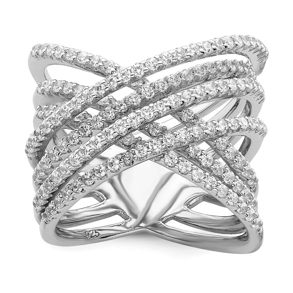 Brilliant Embers Sterling Silver Rhodium-plated 159 Stone Micro Pav√á CZ Ring