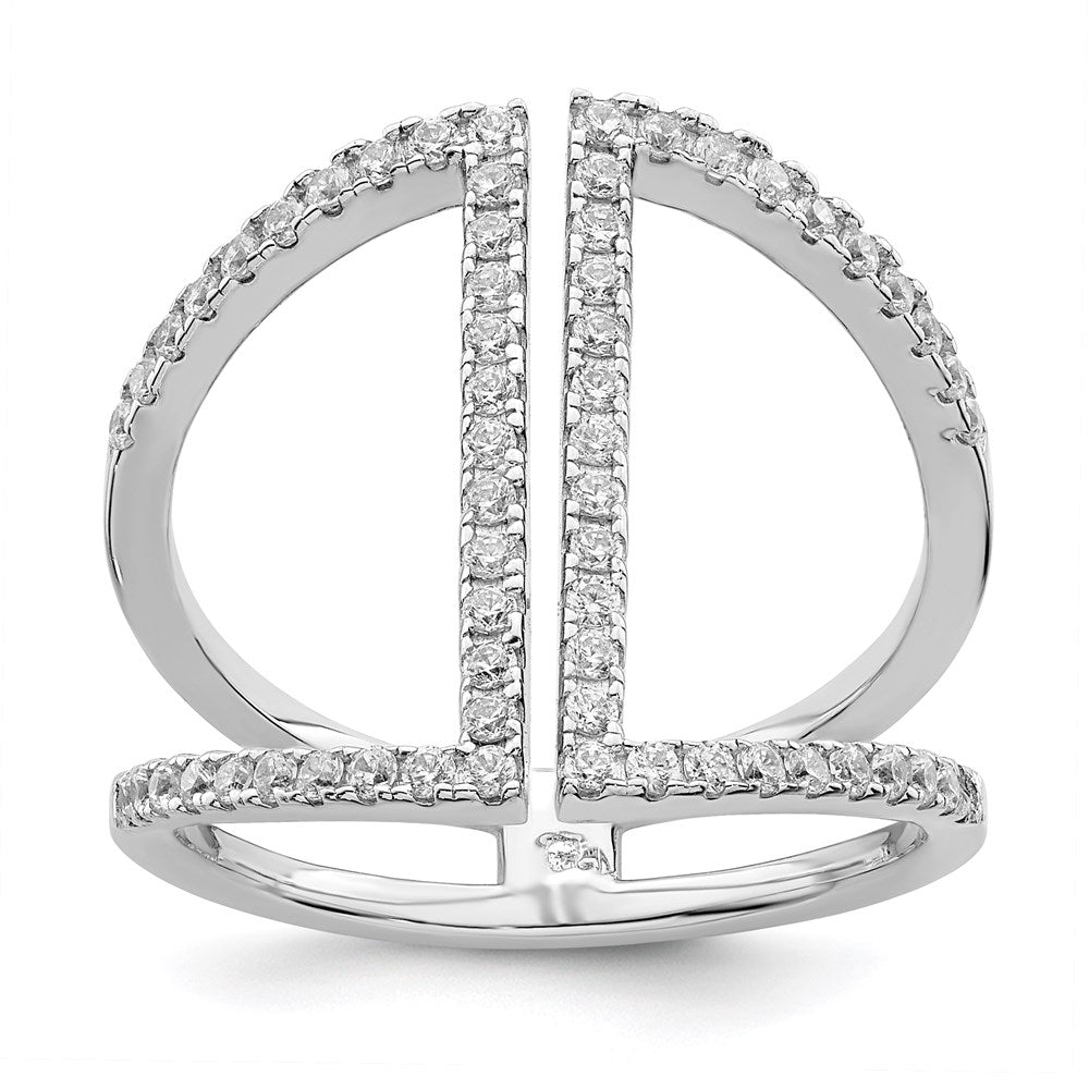 Brilliant Embers Sterling Silver Rhodium-plated 62 Stone Micro Pav¬Ç CZ Ring