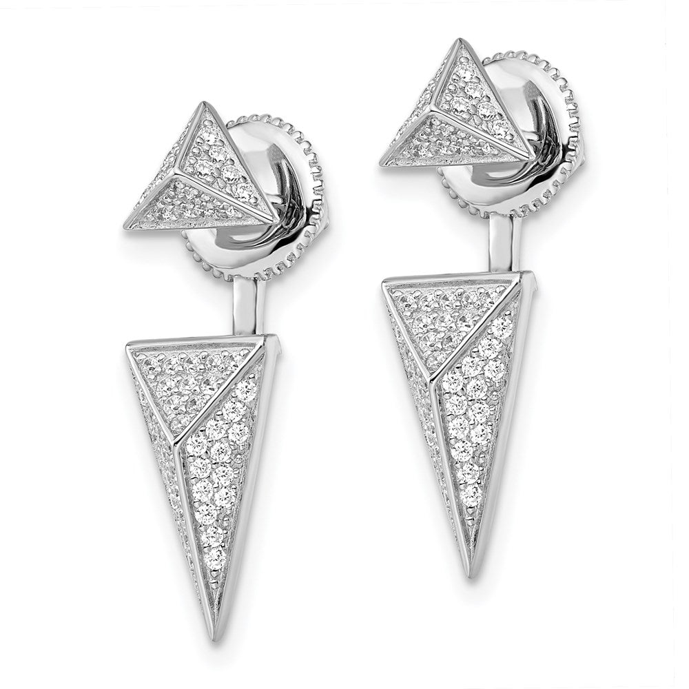 Brilliant Embers Sterling Silver Rhodium-plated 104 Stone Micro PavÂ CZ Convertible Back Earrings