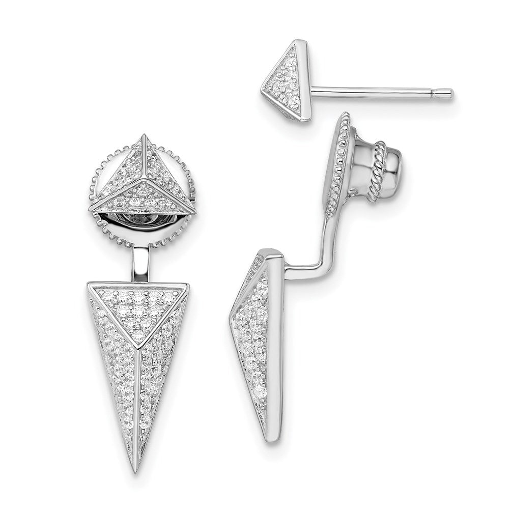 Brilliant Embers Sterling Silver Rhodium-plated 104 Stone Micro PavÂ CZ Convertible Back Earrings