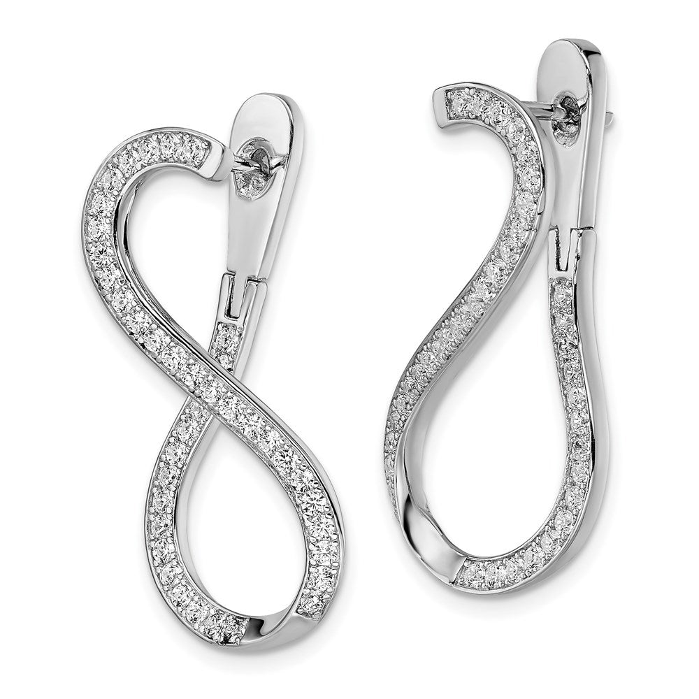 Brilliant Embers Sterling Silver Rhodium-plated 42 Stone Micro Pav CZ In and Out Twisted Post Dangle Earrings