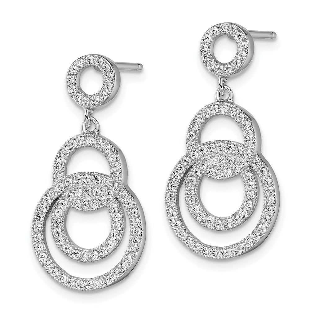 Brilliant Embers Sterling Silver Rhodium-plated 164 Stone Micro Pav¬Ç CZ Circle Dangle Post Earrings