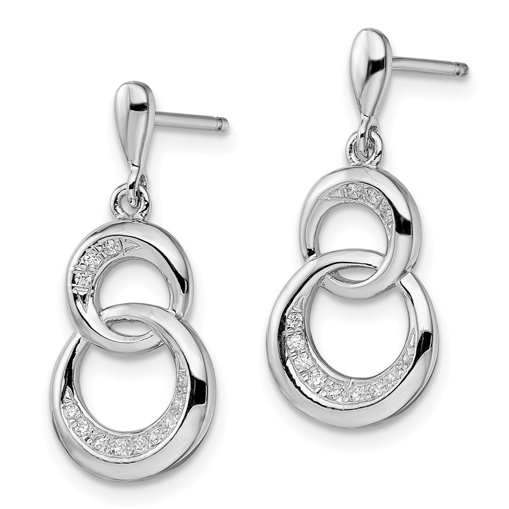 Brilliant Embers Sterling Silver Rhodium-plated 24 Stone Micro PavÇ CZ Dangle Post Earrings
