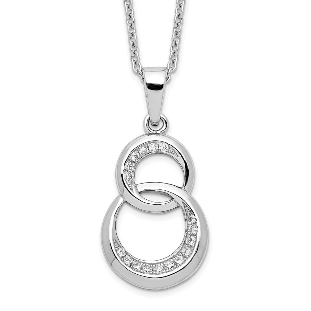 Brilliant Embers Sterling Silver Rhodium-plated 26 Stone Micro PavÂ CZ Polished Circle Necklace with 2 Inch Extender
