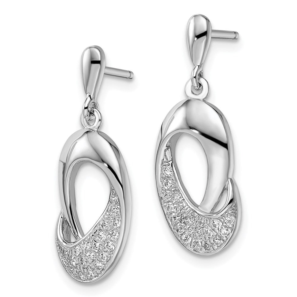 Brilliant Embers Sterling Silver Rhodium-plated 42 Stone Micro Pav¬Ç CZ Dangle Post Earrings