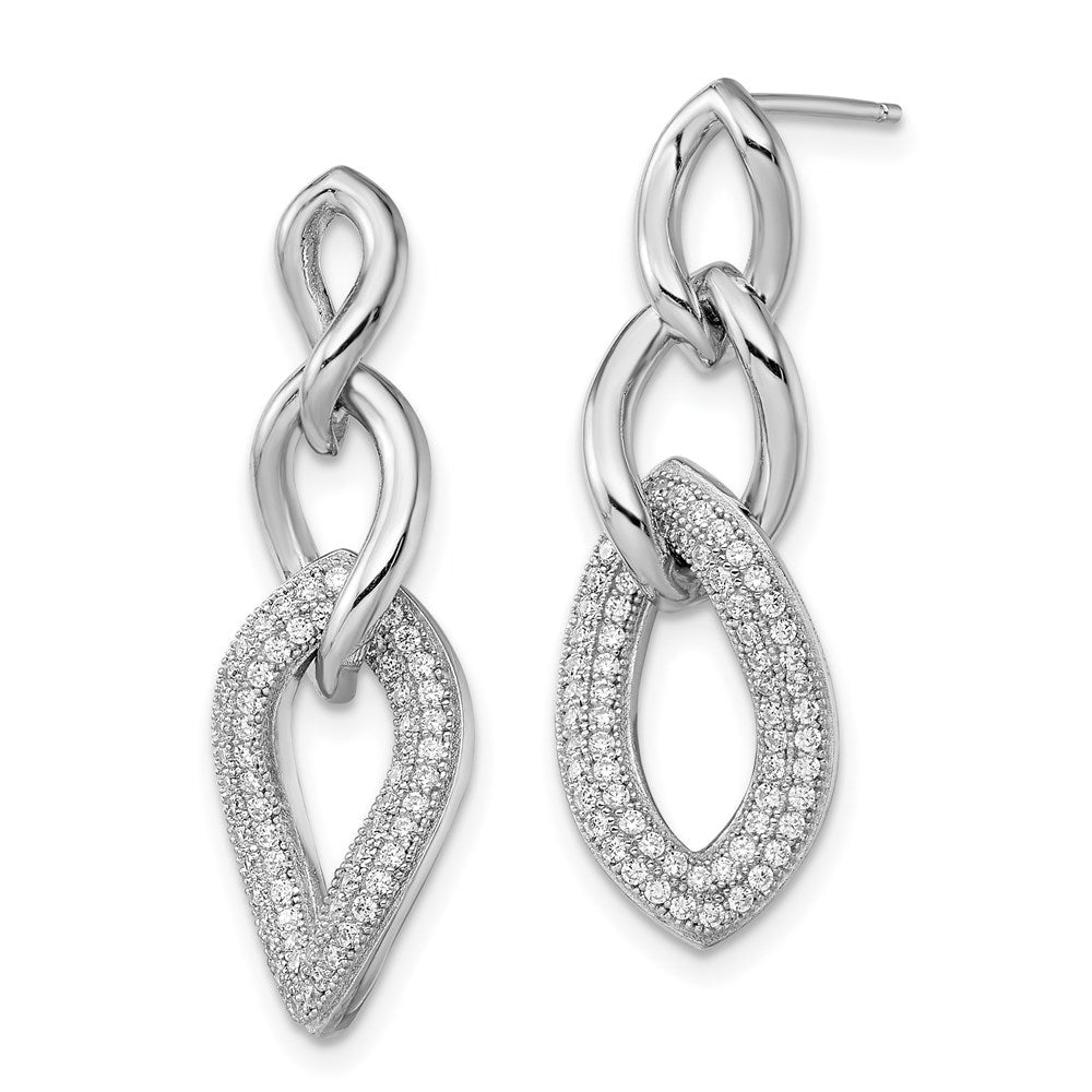 Brilliant Embers Sterling Silver Rhodium-plated 132 Stone Micro Pav¬Ç CZ Dangle Post Earrings