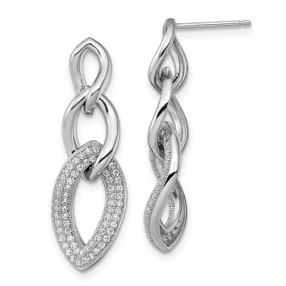 Brilliant Embers Sterling Silver Rhodium-plated 132 Stone Micro Pav¬Ç CZ Dangle Post Earrings