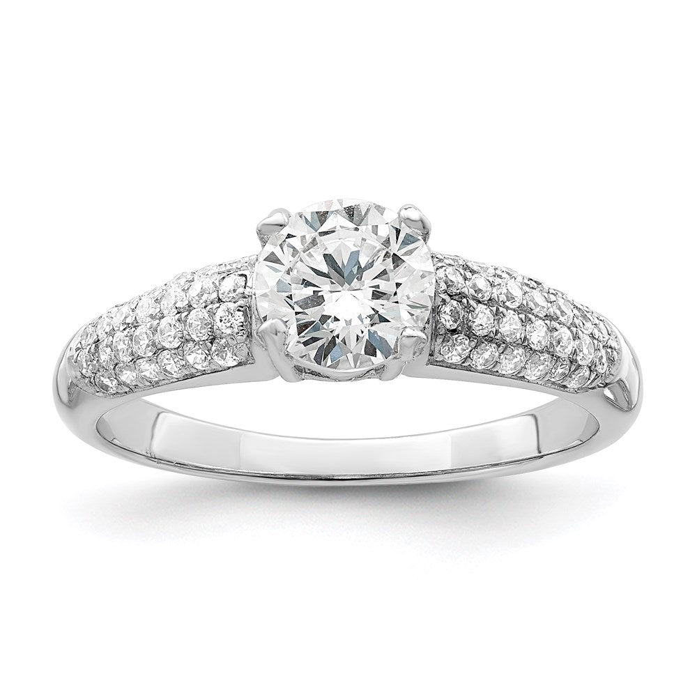 Brilliant Embers Sterling Silver Rhodium-plated 53 Stone Micro Pav√á CZ Ring