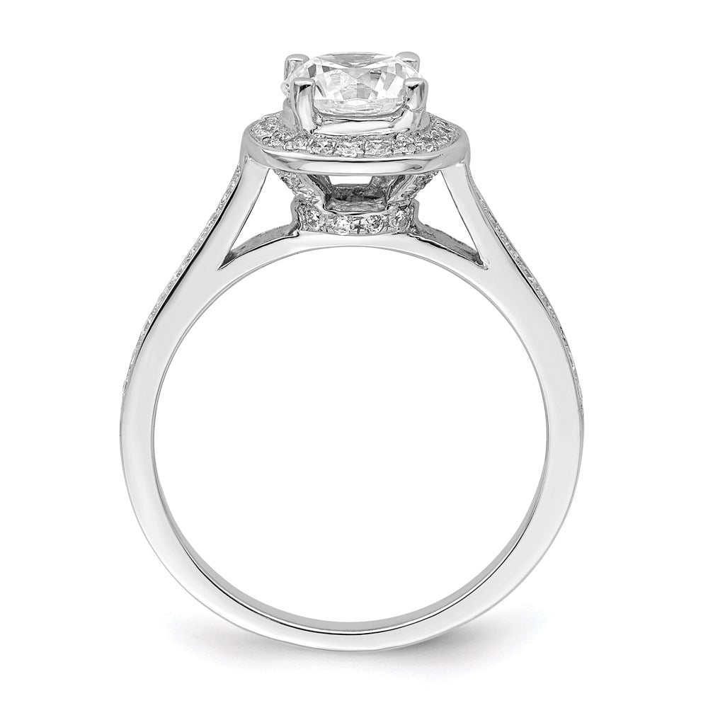 Brilliant Embers Sterling Silver Rhodium-plated 59 Stone Halo Micro Pav√á CZ Ring