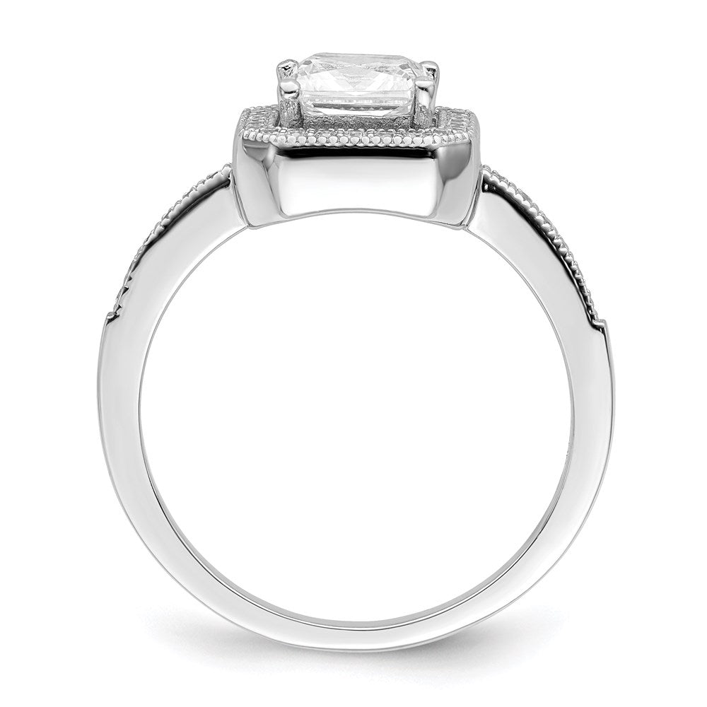 Brilliant Embers Sterling Silver Rhodium-plated 37 Stone Halo Micro PavÂ CZ Ring
