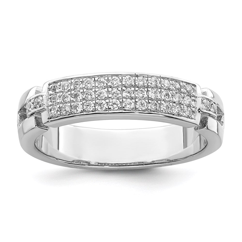 Brilliant Embers Sterling Silver Rhodium-plated 40 Stone Micro Pav CZ Ring
