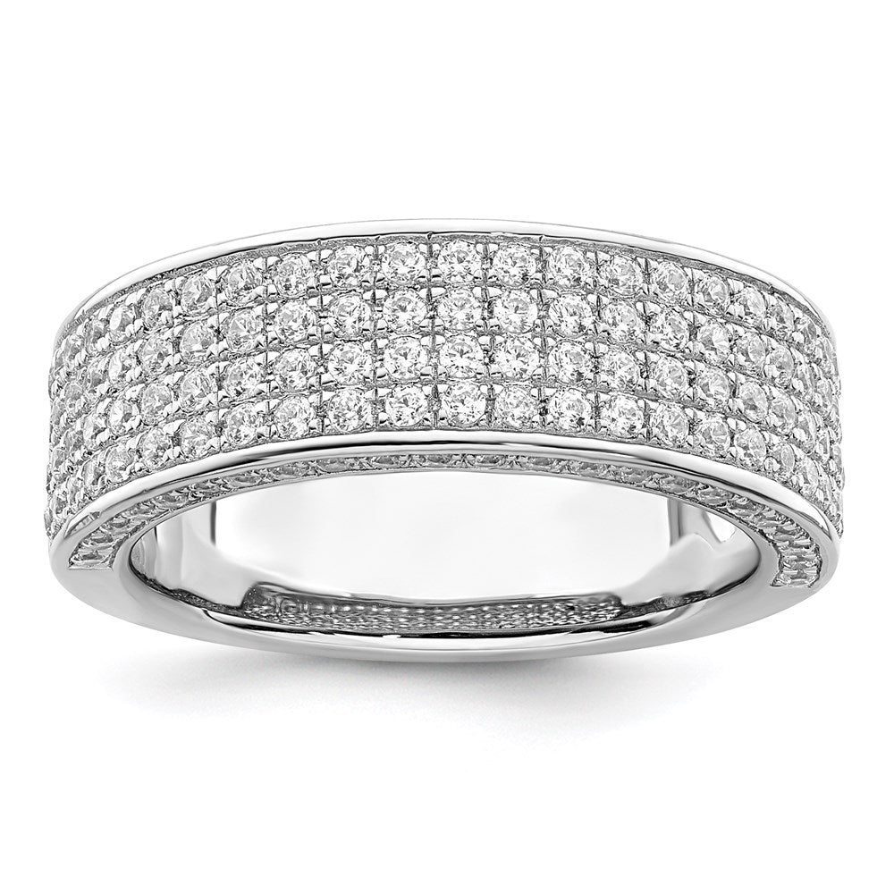 Brilliant Embers Sterling Silver Rhodium-plated 142 Stone Micro Pav¬Ç CZ Ring