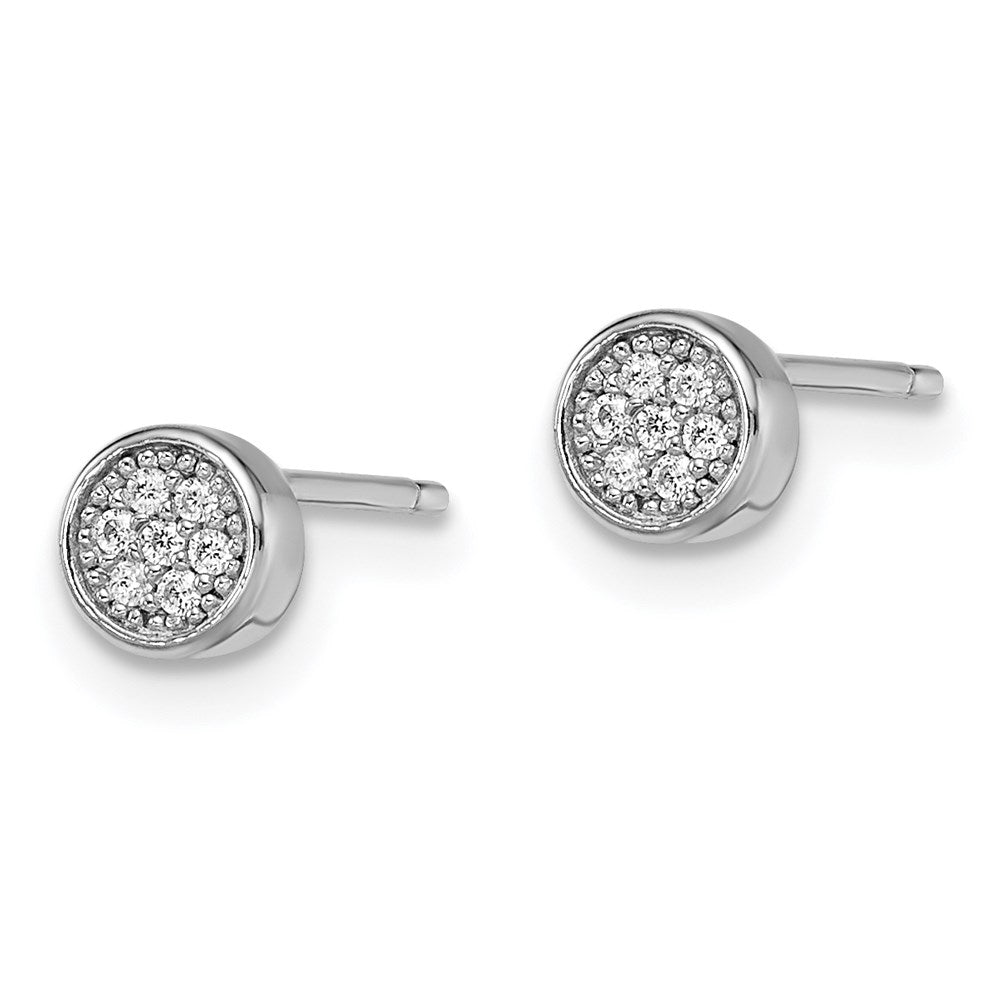 Brilliant Embers Sterling Silver Rhodium-plated 14 Stone Micro PavÂ CZ Polished Post Earrings