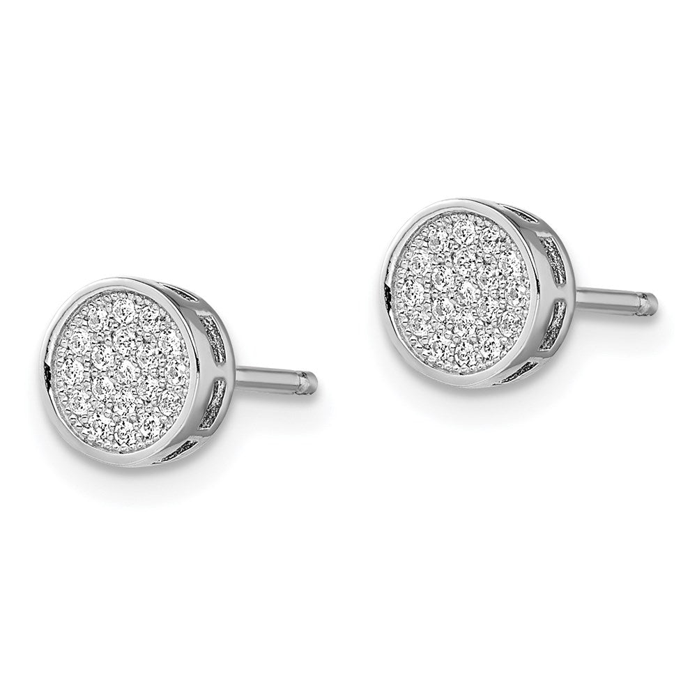 Brilliant Embers Sterling Silver Rhodium-plated 38 Stone Micro Pav¬Ç CZ Circle Post Earrings