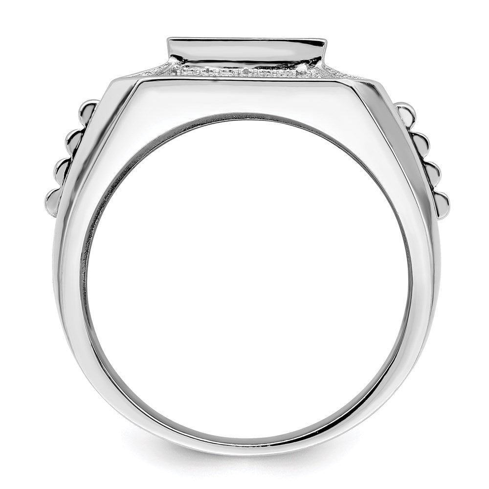 Brilliant Embers Sterling Silver Rhodium-plated 89 Stone Micro PavÂ CZ Polished Men's Ring