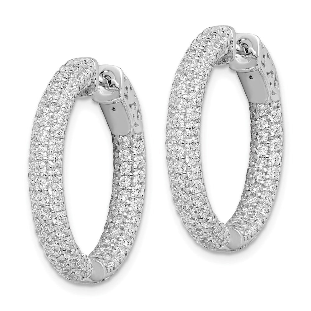Sterling Shimmer Sterling Silver Rhodium-plated 178 Stone PavÂ CZ In and Out Round Hinged Hoop Earrings