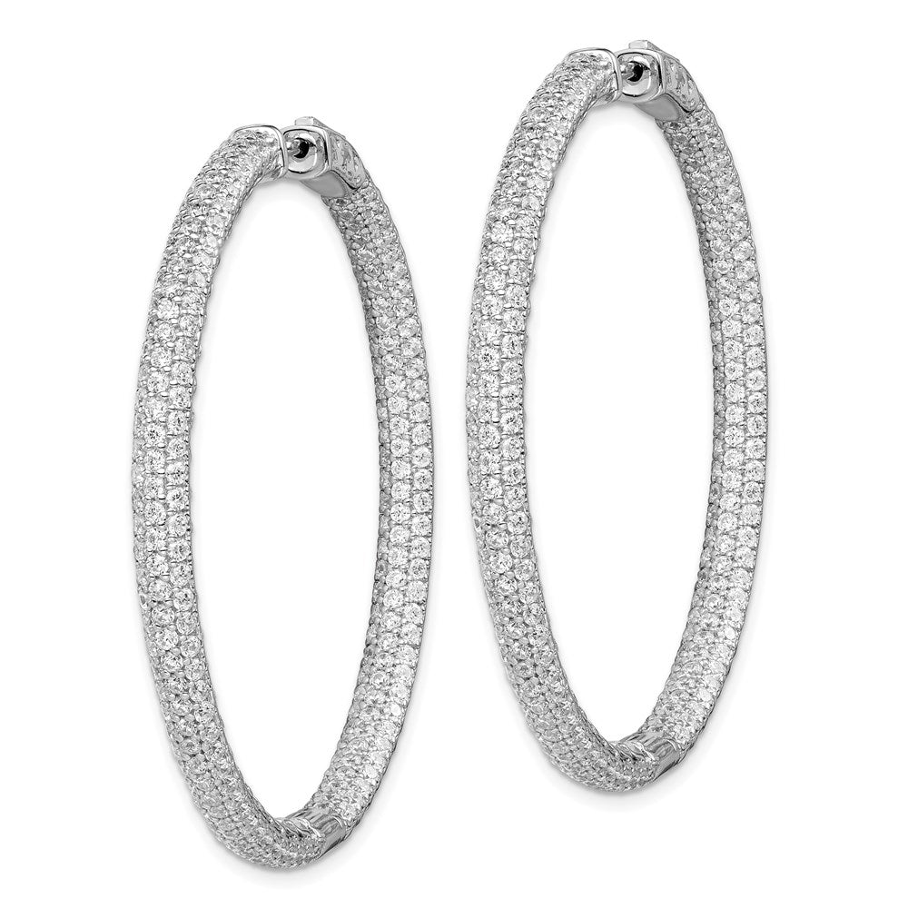Sterling Shimmer Sterling Silver Rhodium-plated 460 Stone Pav¬Ç CZ In and Out Round Hinged Hoop Earrings