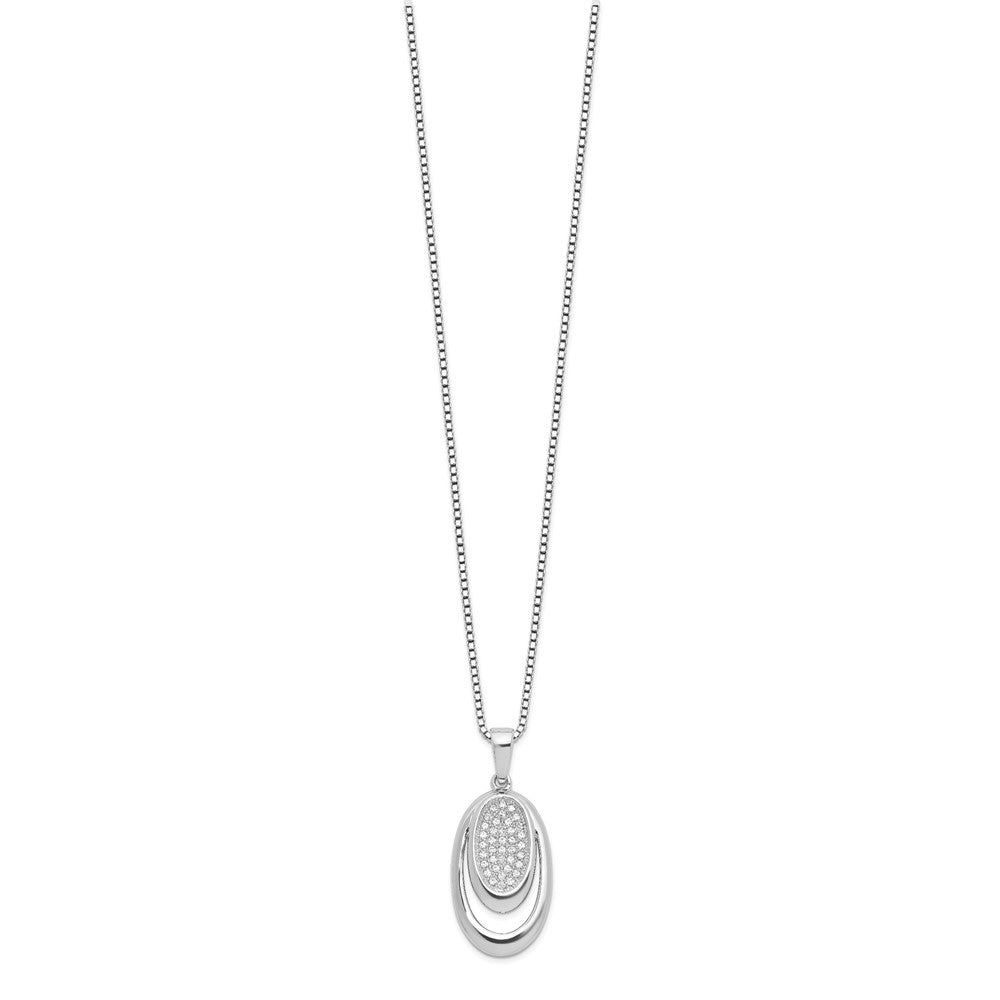 Brilliant Embers Sterling Silver Rhodium-plated 38 Stone Micro Pav CZ Necklace with 2 Inch Extender