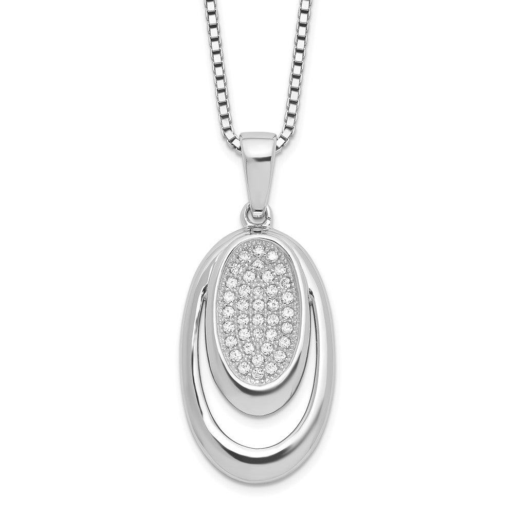 Brilliant Embers Sterling Silver Rhodium-plated 38 Stone Micro Pav CZ Necklace with 2 Inch Extender