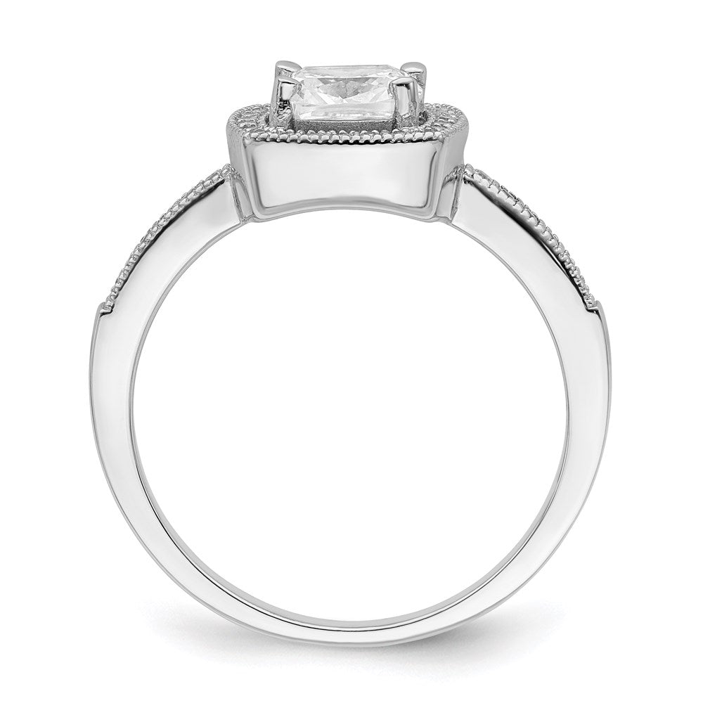Brilliant Embers Sterling Silver Rhodium-plated 37 Stone Halo Micro Pav CZ Ring