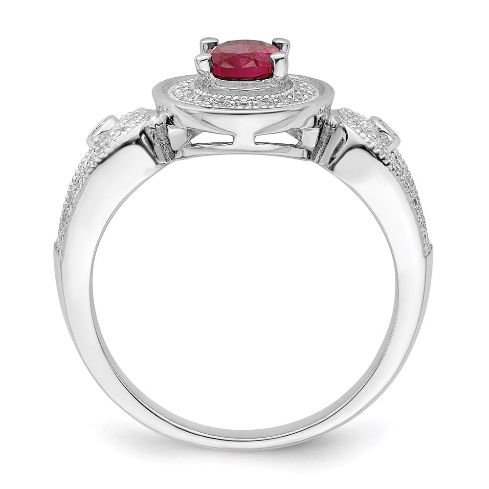 Brilliant Embers Sterling Silver Rhodium-plated 57 Stone Micro Pav White and Red CZ Ring