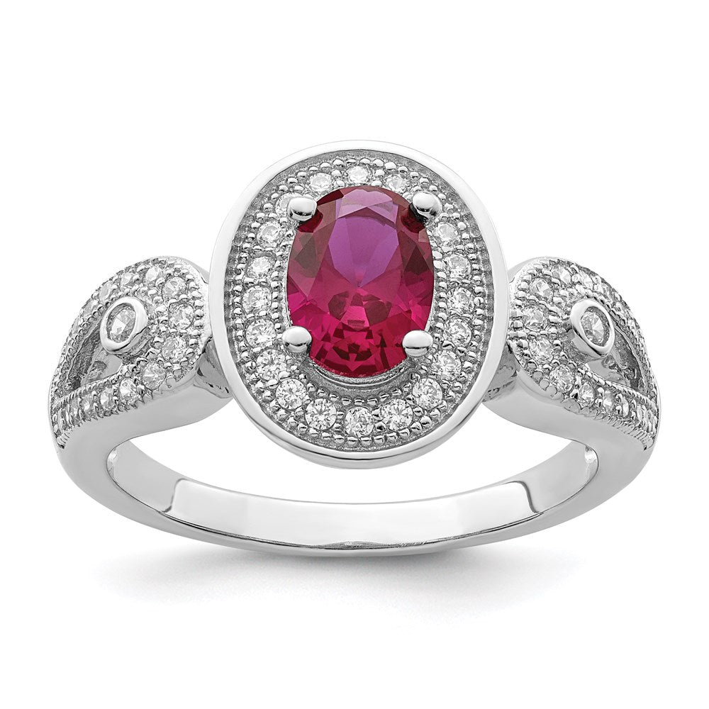 Brilliant Embers Sterling Silver Rhodium-plated 57 Stone Micro Pav¬Ç White and Red CZ Ring