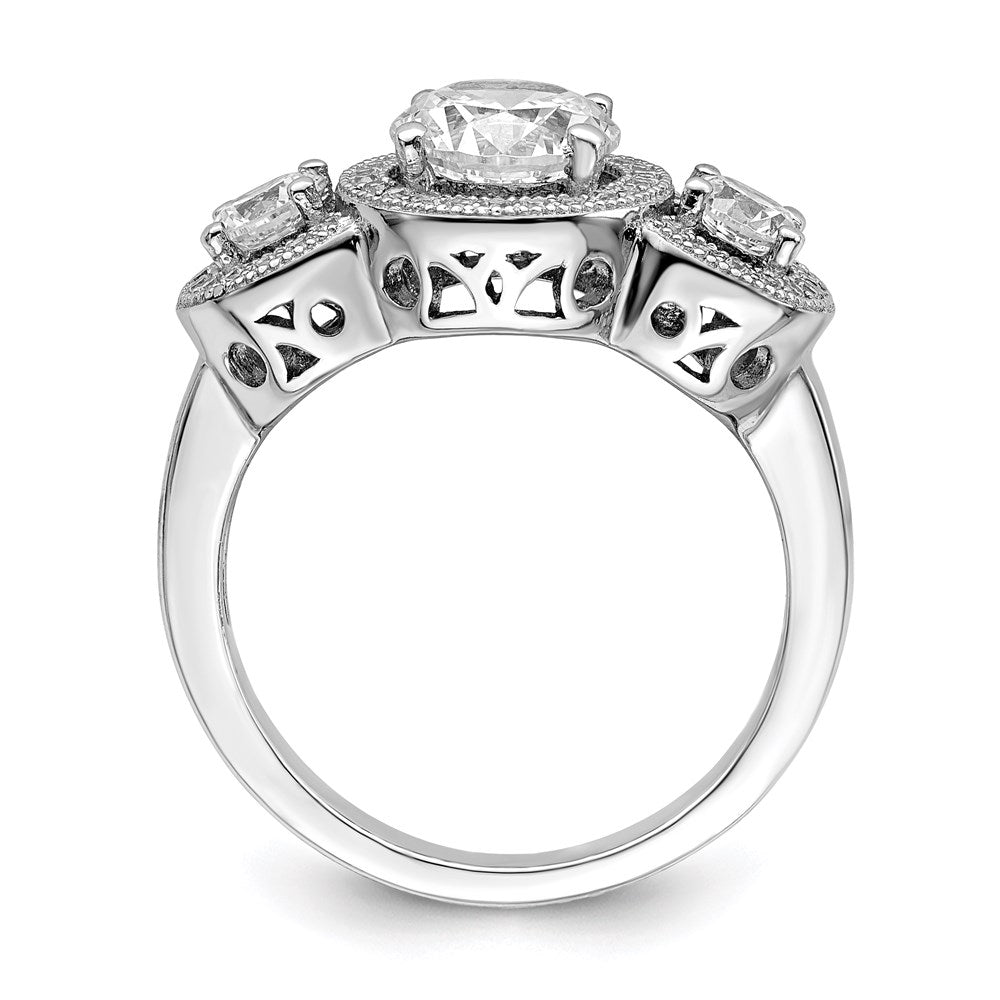 Brilliant Embers Sterling Silver Rhodium-plated 50 Stone Micro Pav CZ Ring