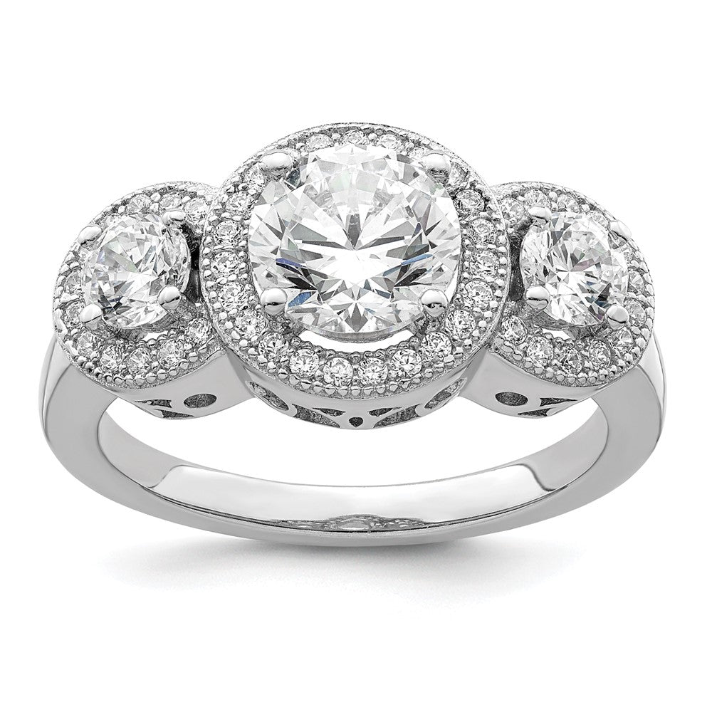 Brilliant Embers Sterling Silver Rhodium-plated 50 Stone Micro Pav CZ Ring