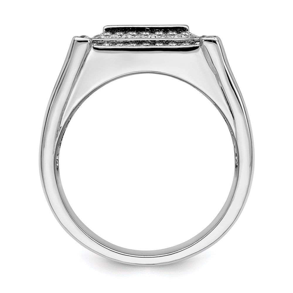 Brilliant Embers Sterling Silver Rhodium-plated 109 Stone Micro PavÇ CZ Men's Ring