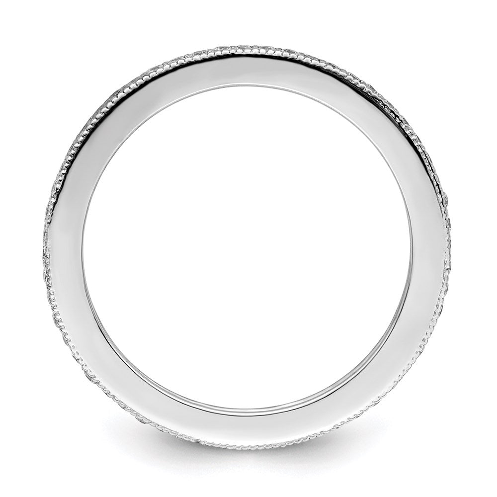 Brilliant Embers Sterling Silver Rhodium-plated 60 Stone Micro Pav CZ Ring
