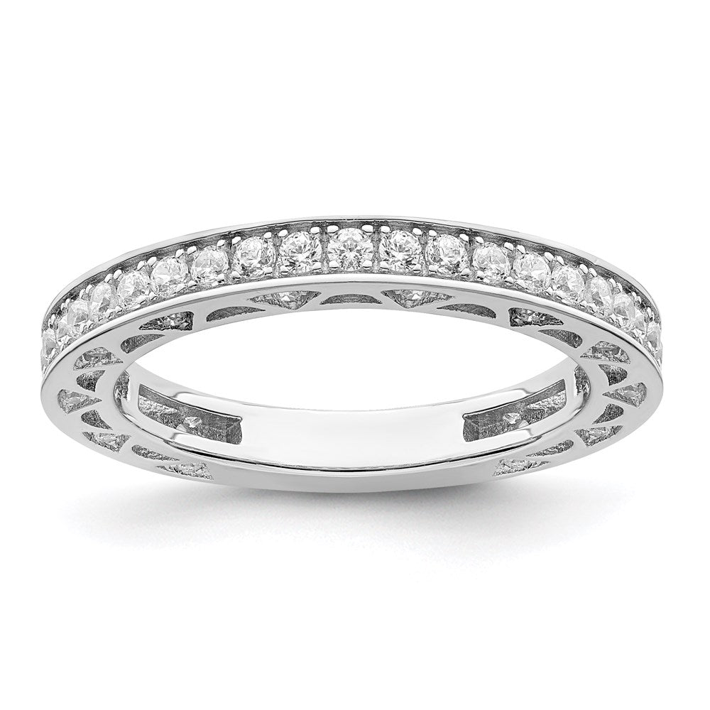 Brilliant Embers Sterling Silver Rhodium-plated 59 Stone Micro Pav CZ Ring