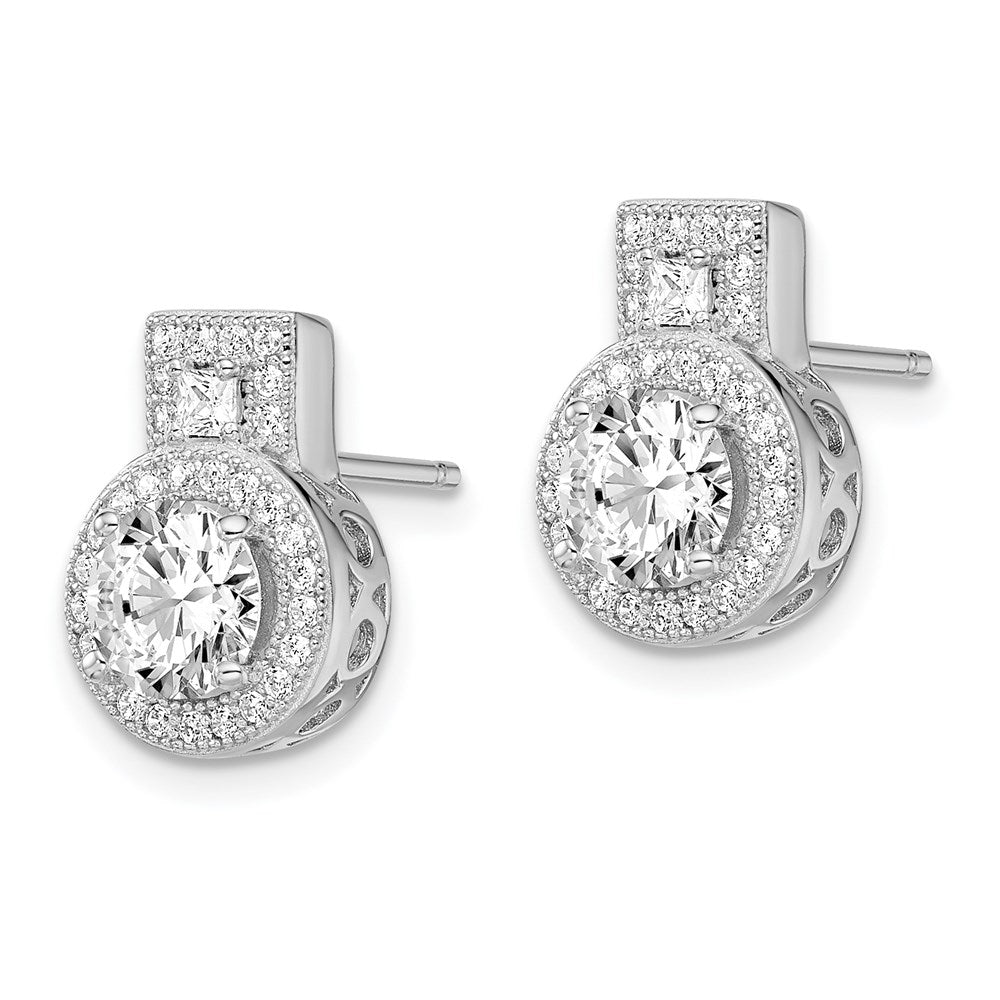 Brilliant Embers Sterling Silver Rhodium-plated 62 Stone Micro PavÂ Halo CZ Earrings