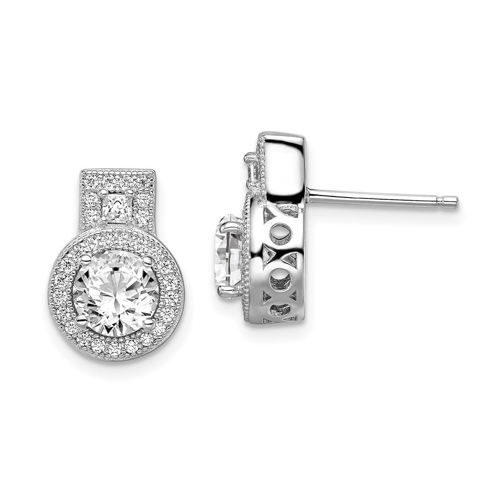 Brilliant Embers Sterling Silver Rhodium-plated 62 Stone Micro PavÂ Halo CZ Earrings