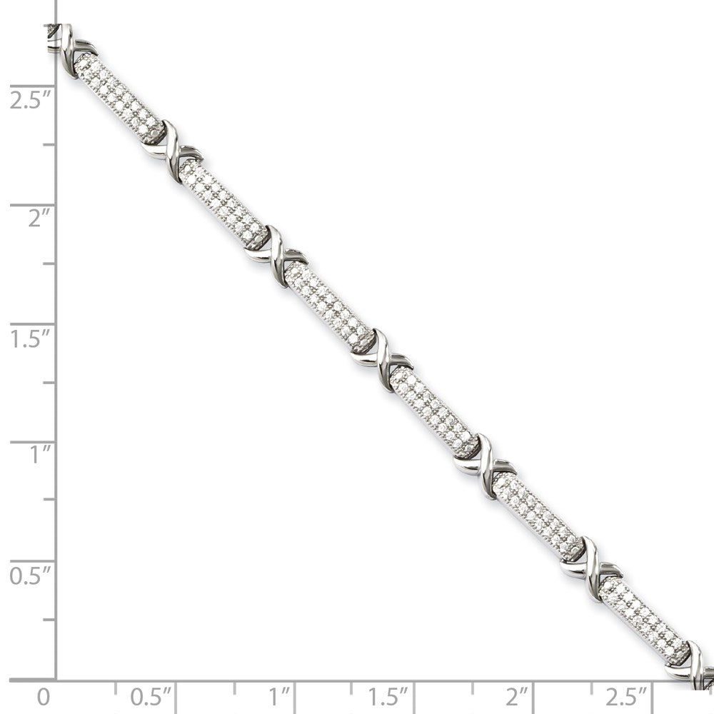 Brilliant Embers Sterling Silver Rhodium-plated 188 Stone with Box Catch Micro Pav CZ Bracelet