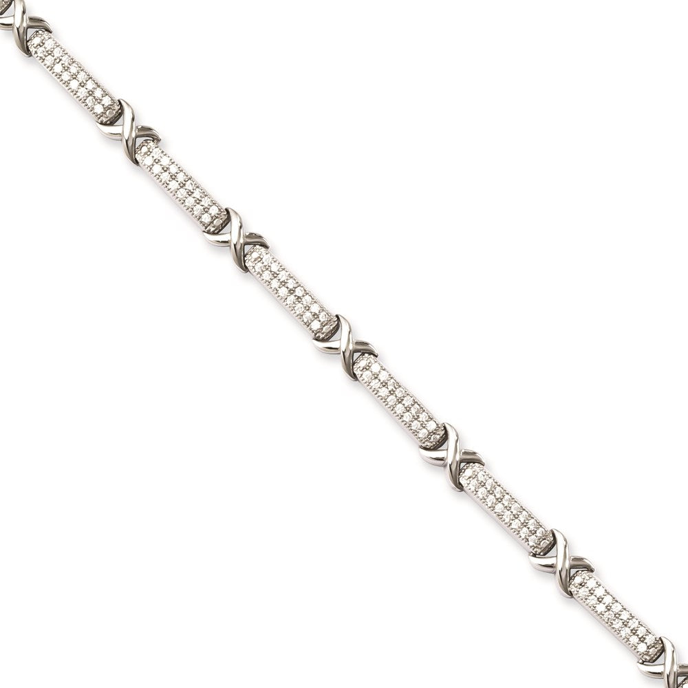 Brilliant Embers Sterling Silver Rhodium-plated 188 Stone with Box Catch Micro PavÇ CZ Bracelet