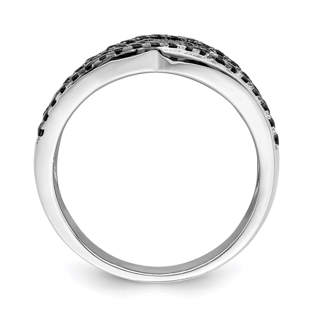 Brilliant Embers Sterling Silver Rhodium-plated 158 Stone Micro Pav Black Champagne and White CZ Ring