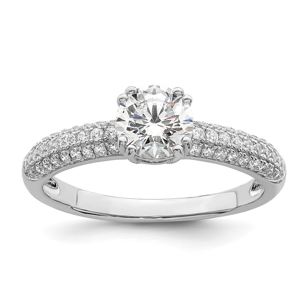 Brilliant Embers Sterling Silver Rhodium-plated 65 Stone Micro Pav¬Ç CZ Ring