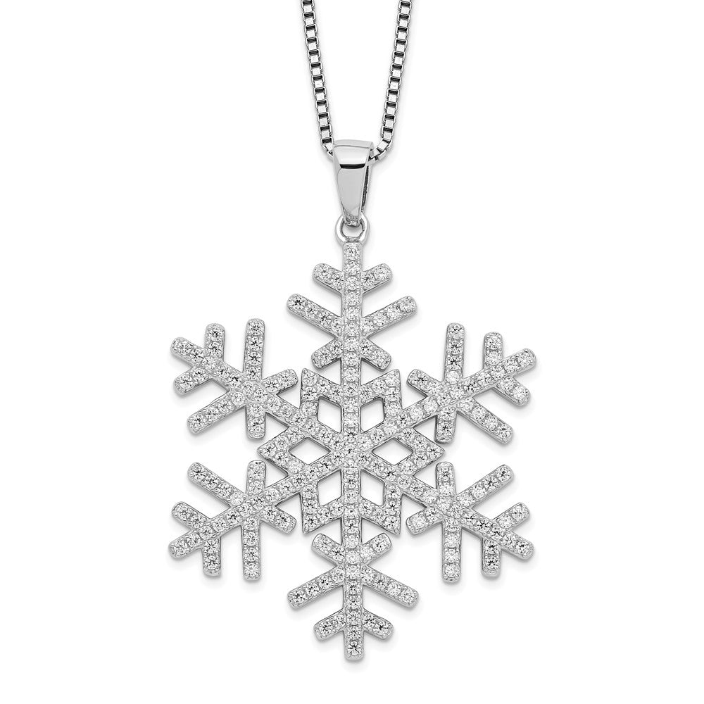 Brilliant Embers Sterling Silver Rhodium-plated 205 Stone Micro Pav√á CZ Snowflake Necklace with 2 Inch Extender