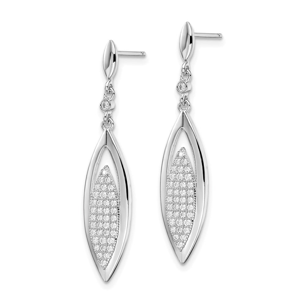 Brilliant Embers Sterling Silver Rhodium-plated 78 Stone Micro Pav CZ Dangle Post Earring
