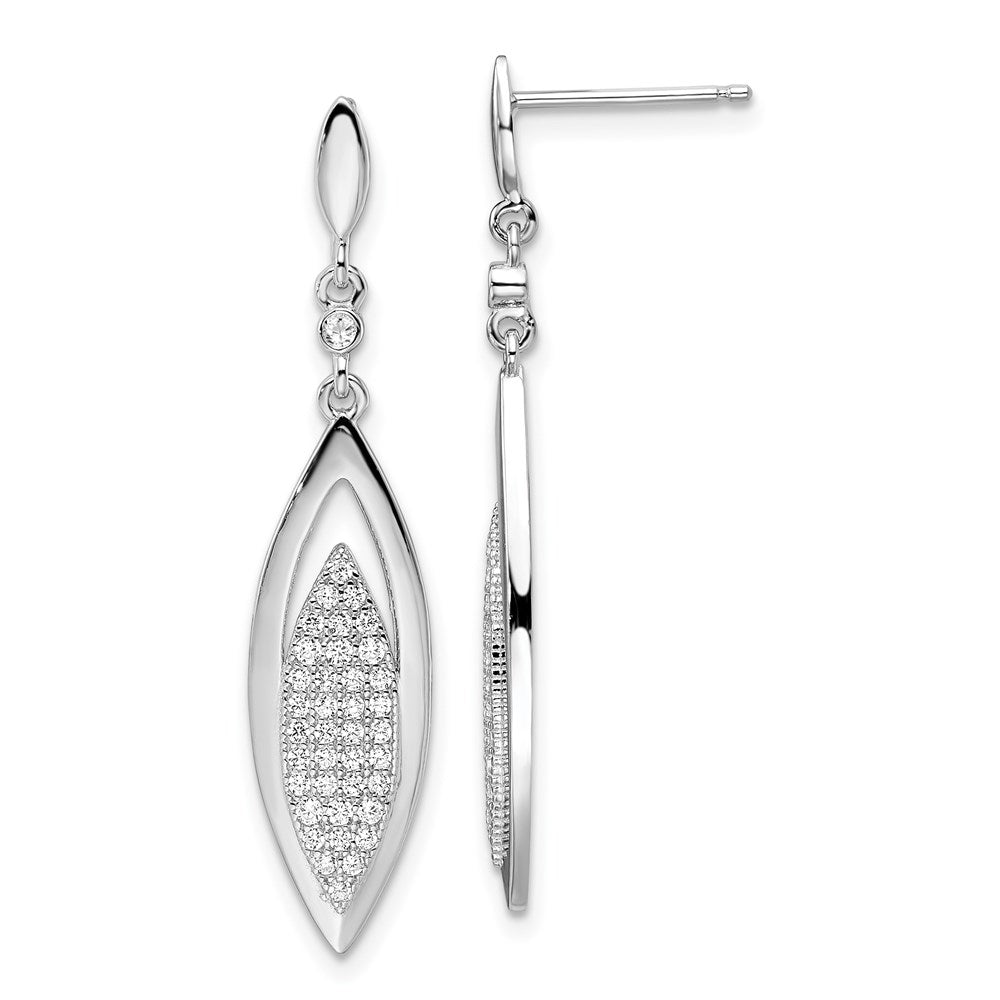 Brilliant Embers Sterling Silver Rhodium-plated 78 Stone Micro Pav CZ Dangle Post Earring