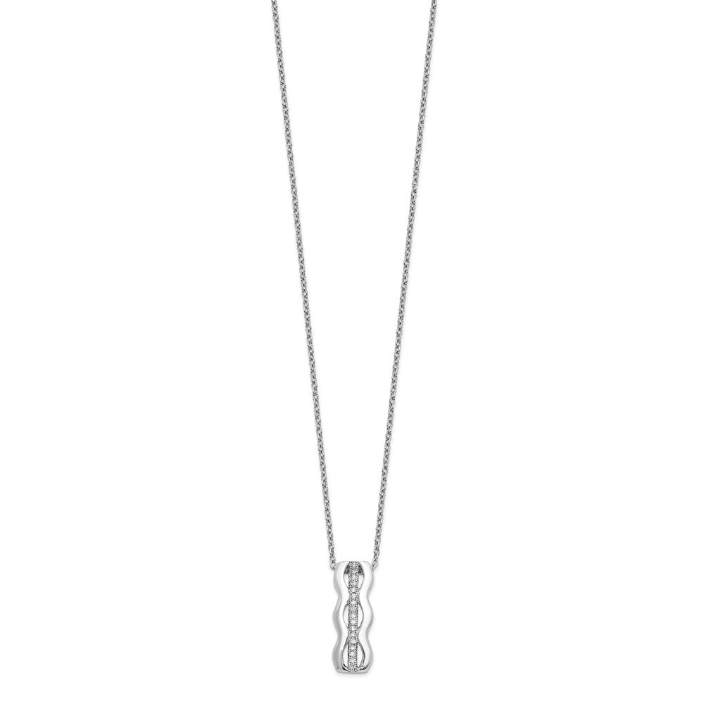 Brilliant Embers Sterling Silver Rhodium-plated 17 Stone Micro PavÂ CZ Necklace with 2 Inch Extender