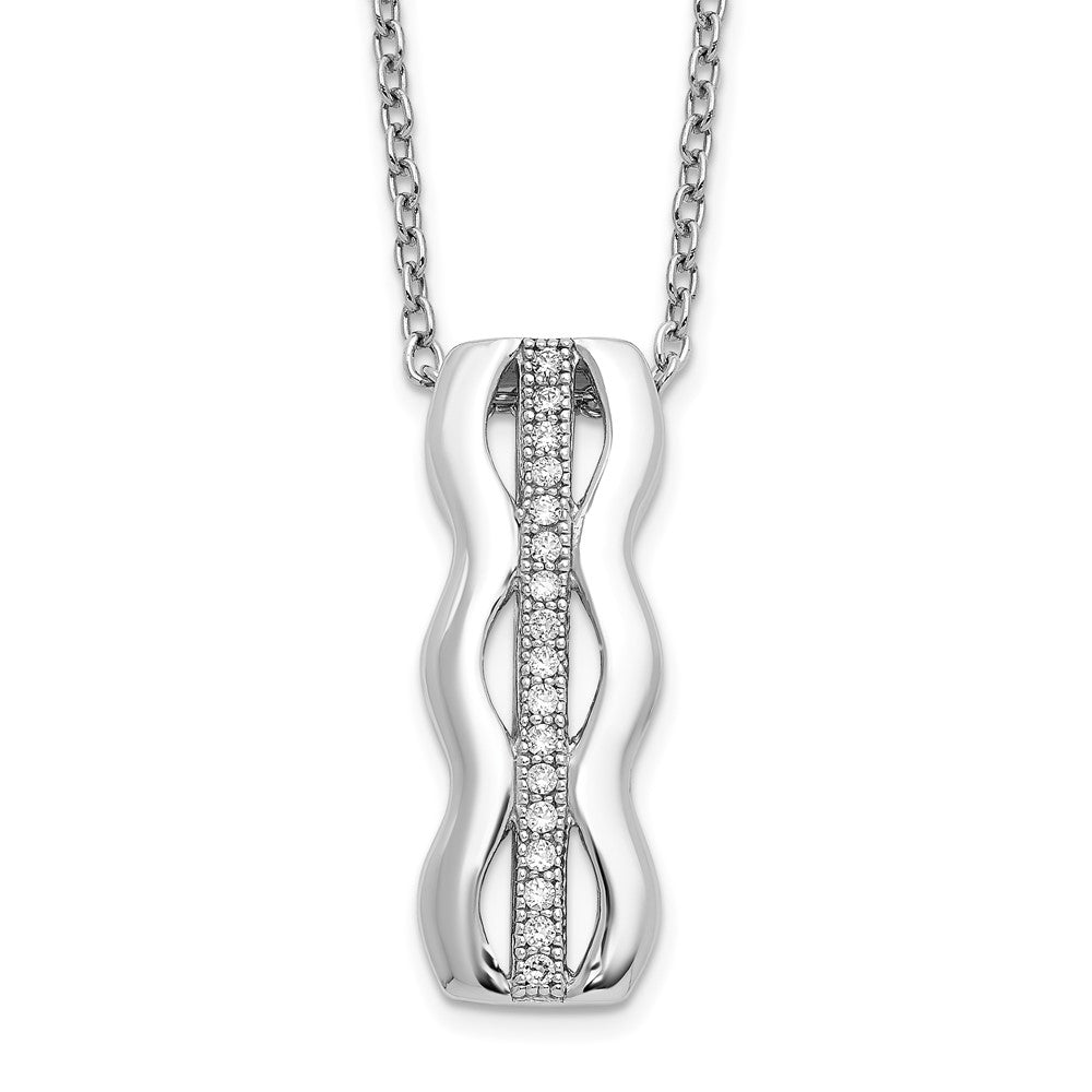 Brilliant Embers Sterling Silver Rhodium-plated 17 Stone Micro PavÂ CZ Necklace with 2 Inch Extender