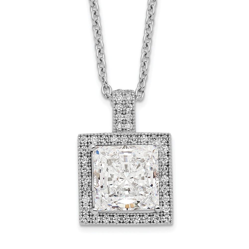 Brilliant Embers Sterling Silver Rhodium-plated 43 Stone Micro Pav CZ Necklace with 2 Inch Extender