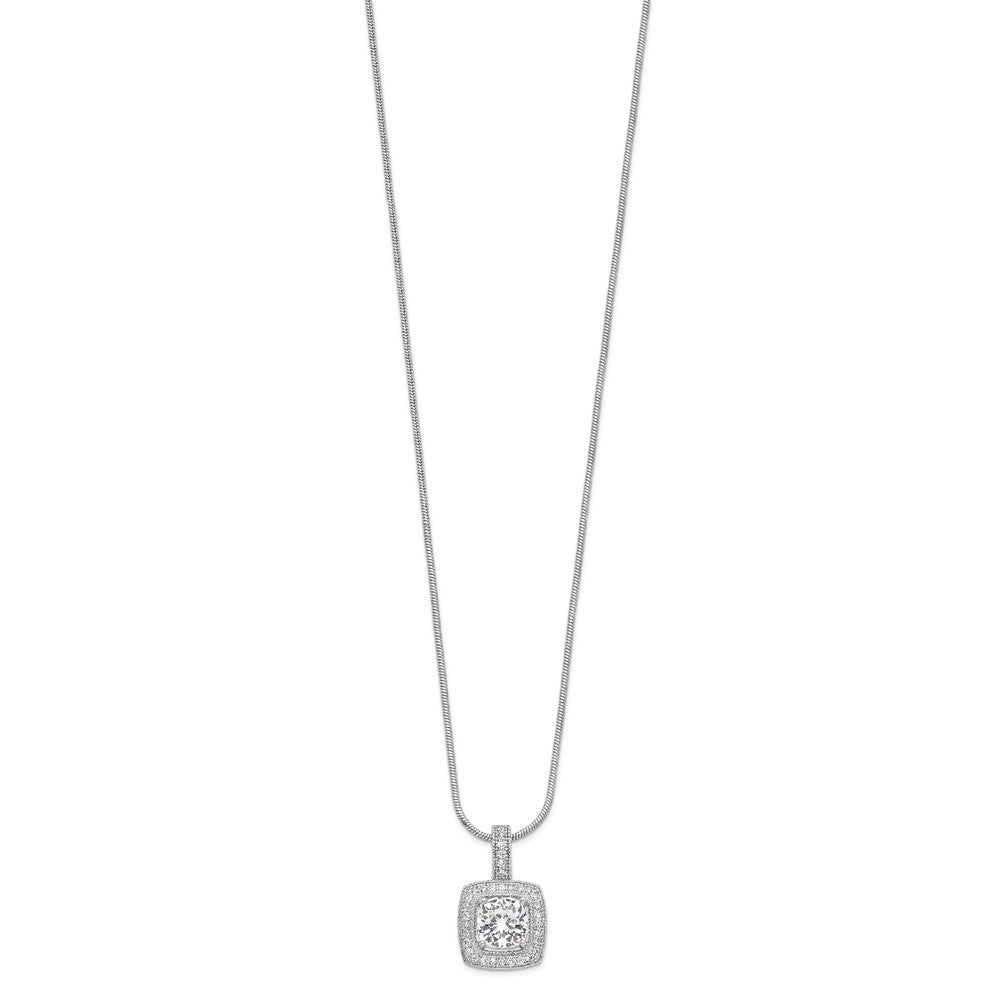 Brilliant Embers Sterling Silver Rhodium-plated 35 Stone Micro PavÂ CZ Necklace with 2 Inch Extender