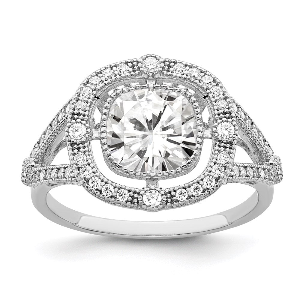 Brilliant Embers Sterling Silver Rhodium-plated 51 Stone Fancy Micro Pav√á CZ Ring