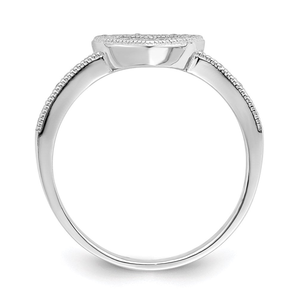 Brilliant Embers Sterling Silver Rhodium-plated 34 Stone Micro Pav CZ Heart Ring