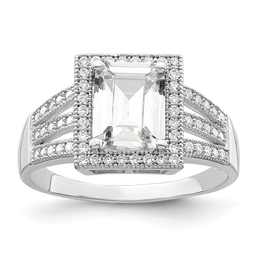 Brilliant Embers Sterling Silver Rhodium-plated 61 Stone Micro PavÂ CZ Ring